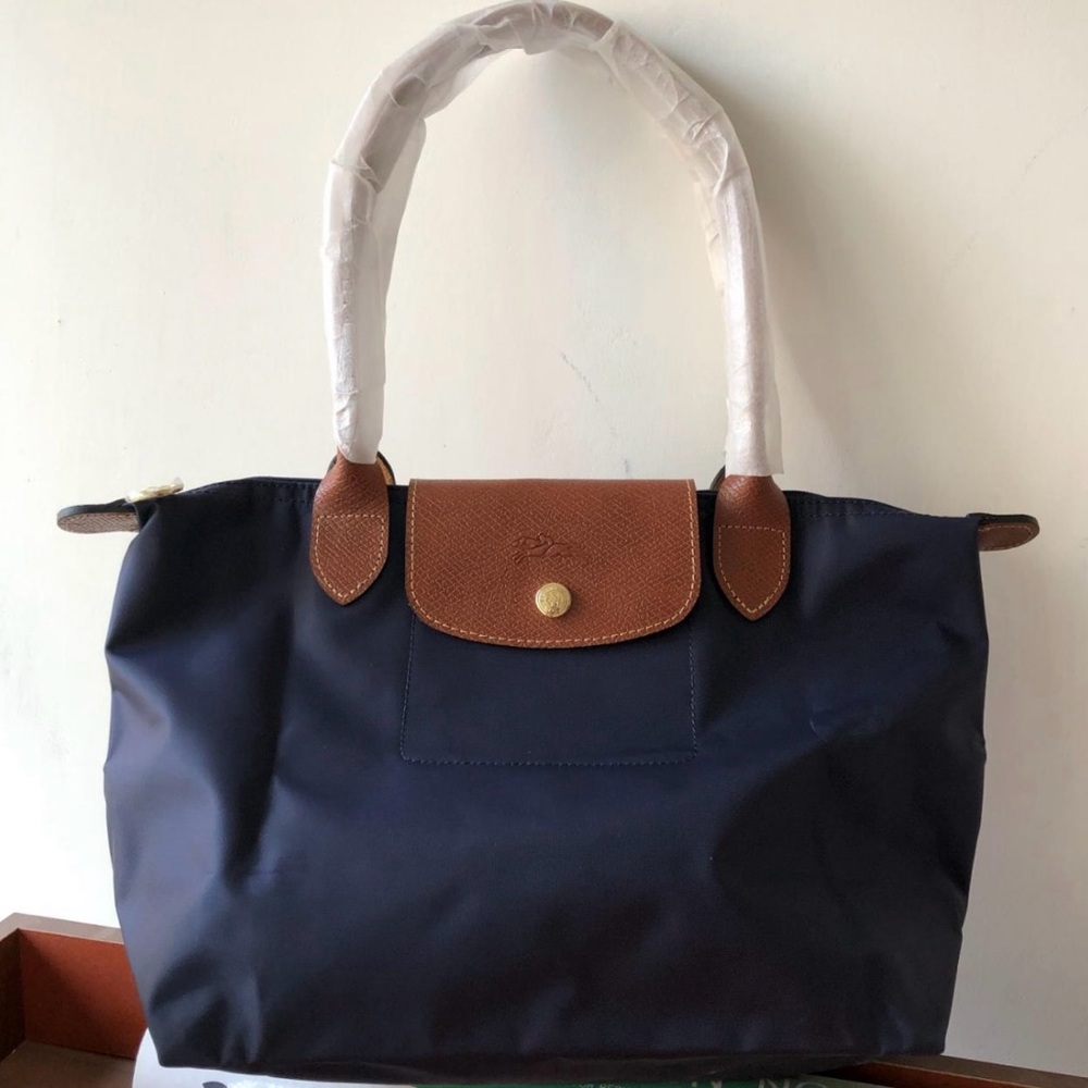 Longchamp Navy and Brown Tote Bag Medium